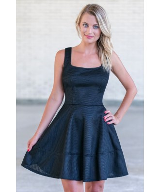 Black A-Line Party Dress, Cute Black Dress