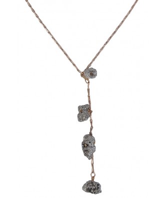 Cute Gold Pyrite Necklace, Boho Jewelry