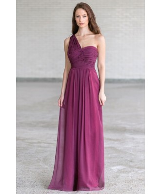 Plum Purple One Shoulder Maxi Bridesmaid Dress