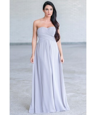 Grey Maxi Formal Bridesmaid Dress