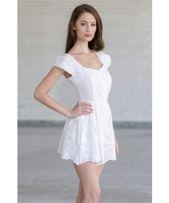 White Eyelet Romper, Cute Summer Romper Lily Boutique