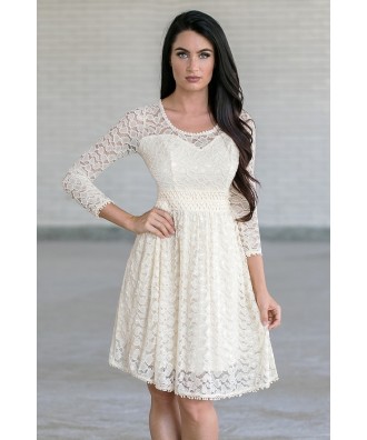 Cream Lace Rehearsal Dinner Dress