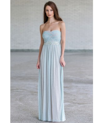 Gorgeous Pale Blue Maxi Formal Prom Dress