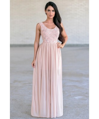 Pink Embellished Maxi Dress, Pale Pink Prom Dress, Great Gatsby Dress ...