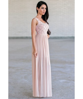 Pink Embellished Maxi Dress, Pale Pink Prom Dress, Great Gatsby Dress ...