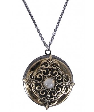 Gold and Silver Grey Locket Necklace