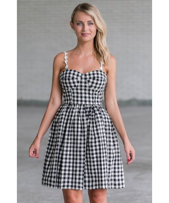 Black and White Gingham Sundress, Cute Summer Dress