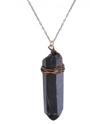 Gold and Black Tourmaline Crystal Pendant