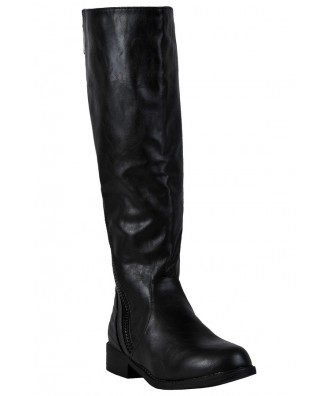 Black Zip Riding Boots, Cute Fall Boots