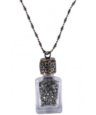 Pyrite Bottle Necklace, Cute Boho Pendant