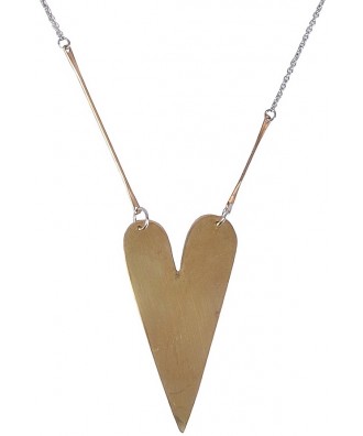 Silver and Gold Heart Necklace, Cute Boho Pendant