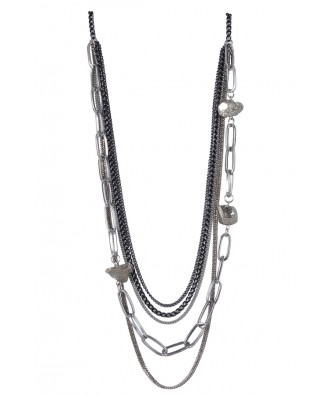 Silver Layered Pyrite Necklace, Cute Boho Jewelry