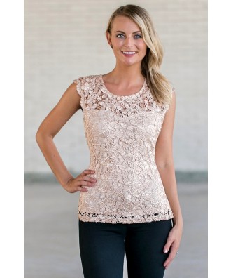 Beige Lace Top, Cute Summer Top