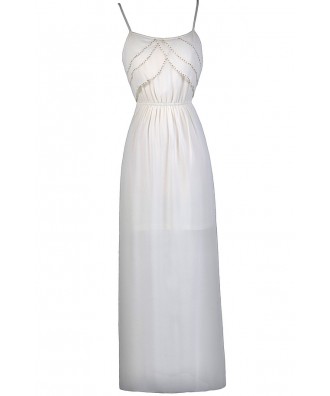 Cream Beaded Maxi Dress | Great Gatsby Maxi | Cute Cream Dress Lily ...