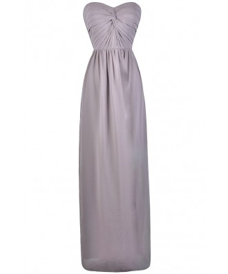 Grey Chiffon Maxi Bridesmaid Dress