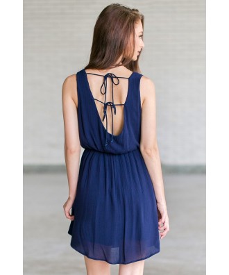 Navy Blue Summer Juniors Dress | Cute Navy Sundress | Lily Boutique