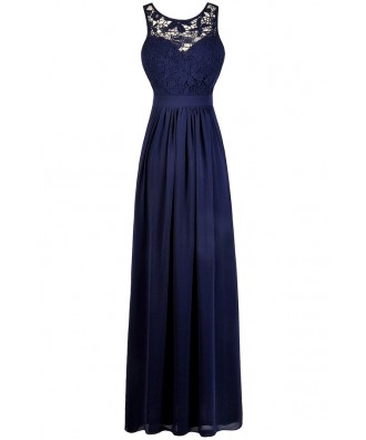 Navy Lace Maxi Bridesmaid Dress