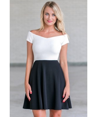 black and white A-line party dress, Cute black and white sundress