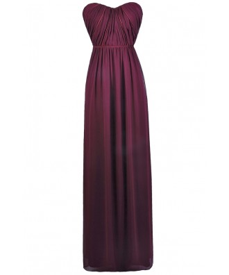 Plum Burgundy Purple Maxi Bridesmaid Dress