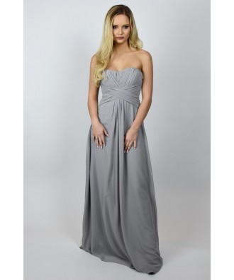 Grey Maxi Formal Bridesmaid Dress