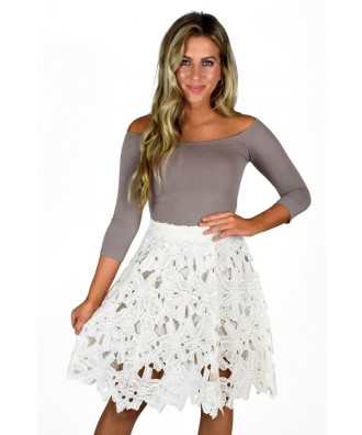 Ivory A-Line Lace Skirt