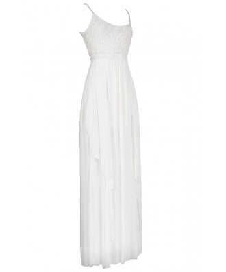 White Lace Maxi Dress, Cute Ivory Lace Maxi Dress, Cute White Lace ...