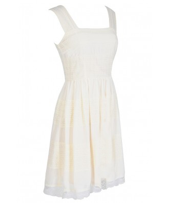Ivory Lace Dress, Cute Ivory Tea Dress, Ivory Lace Bridal Shower Dress ...