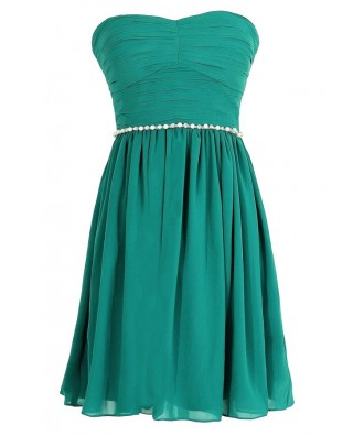 Green Pearl Embellished Bridesmaid Dress