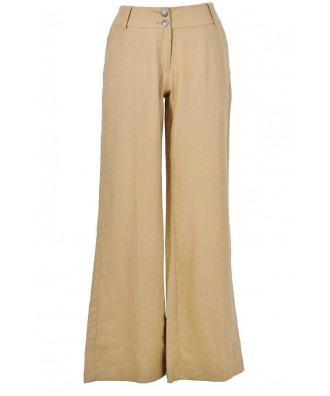 Beige Linen Pants, Linen Wide Leg Pants, Beige Business Casual Pants ...