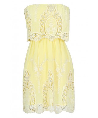 Cute Bohemian Dress, Yellow Embroidered Dress, Cute Juniors Dress, Cute Summer Dress