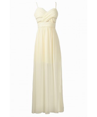 Ivory Chiffon Pleated Maxi Dress, Ivory Maxi Rehearsal Dinner Dress ...