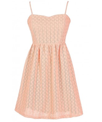 Cute Summer Dress, Cute Juniors Dress, Peach Textured Dress, Cute Peach Bridesmaid Dress