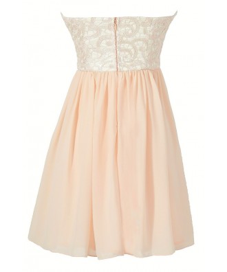 Pale Pink Metallic Lace Chiffon Dress, Pale Pink Lace Bridesmaid Dress ...