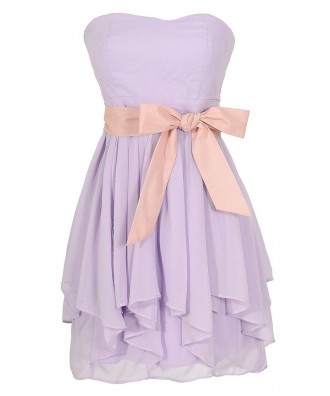 Lavender Purple and Pink Chiffon Ruffle Party Dress, Lavender Purple Chiffon Bridesmaid Dress, Lavender Purple Ruffle Dress