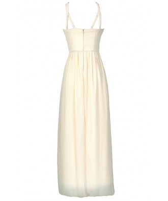 Beige Embellished Maxi Dress, Beautiful Ivory Embellished Maxi Dress ...
