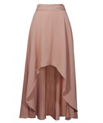 Nude High Low Maxi Skirt, Cute Beige Summer Maxi Skirt, High Low Beige Skirt