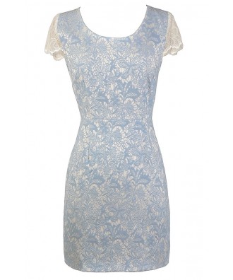 Blue and Ivory Lace Dress, Blue and White Lace Dress, Blue and White Dress, Blue Lace Shift Dress, Blue Lace Dress, Cute Blue Lace Juniors Dress, Cute Summer Dress