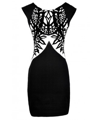 Cute Black and White Dress, Black and White Rorschach Dress, Black and White Pencil Dress, Black and White Bodycon Dress, Cute Juniors Dress, Black and White Party Dress