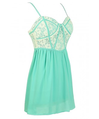 Mint and Ivory Babydoll Top, Cute Mint Top, Mint Bustier Top, Lace ...