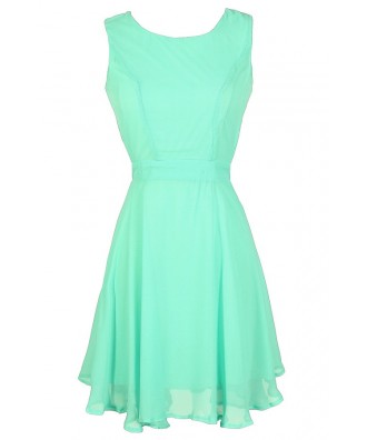 Mint Open Back Dress, Mint Chiffon Dress, Mint Summer Dress, Cute Mint Dress, Mint Party Dress, Mint Cocktail Dress, Mint Sundress