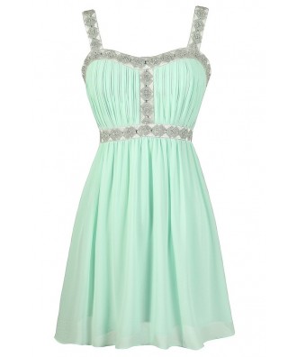 Cute Mint Dress, Beaded Mint Prom Dress, Embellished Mint Prom Dress, Beaded Mint Party Dress, Rhinestone Mint Dress, Mint Cocktail Dress