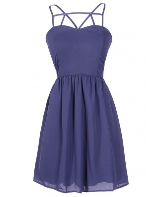 Royal Blue Party Dress, Royal Blue Web Dress, Blue Cage Dress, Royal Blue Cocktail Dress, Blue Party Dress