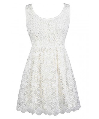 Off White Lace Dress, Off White Lace Rehearsal Dinner Dress, Off White Sundress, Cute Ivory Lace Dress, Cute Off White Summer Dress