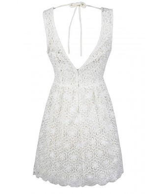 White Lace Rehearsal Dinner Dress, White Lace Sundress, Ivory Lace ...