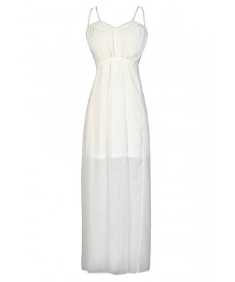 Off White Maxi Dress, Ivory Maxi Dress, Off White Chiffon Dress, Ivory Prom Dress, Ivory Maxi Dress