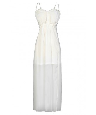 Off White Maxi Dress, Ivory Maxi Dress, Off White Chiffon Dress, Ivory Prom Dress, Ivory Maxi Dress