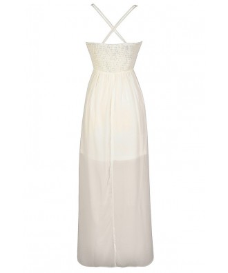 Off White Maxi Dress, Ivory Maxi Dress, Cute Ivory Maxi Dress, Chiffon ...