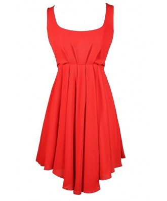 Red Bow Dress, Cute Red Dress, Red A-Line Dress, Red Summer Dress, Red Party Dress, Cute Red Juniors Dress, Red A-Line Dress