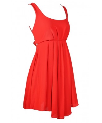 Red Bow Back Dress, Cute Red Dress, Red Party Dress, Cute Red Summer ...