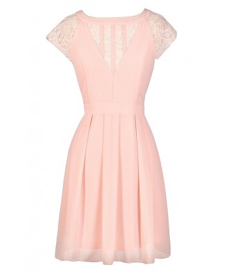 Cute Pink Dress, Pink Lace Dress, Pale Pink Summer Dress, Pink A-Line Dress, Blush Pink Lace Dress, Pink Party Dress, Cute Pink Dress